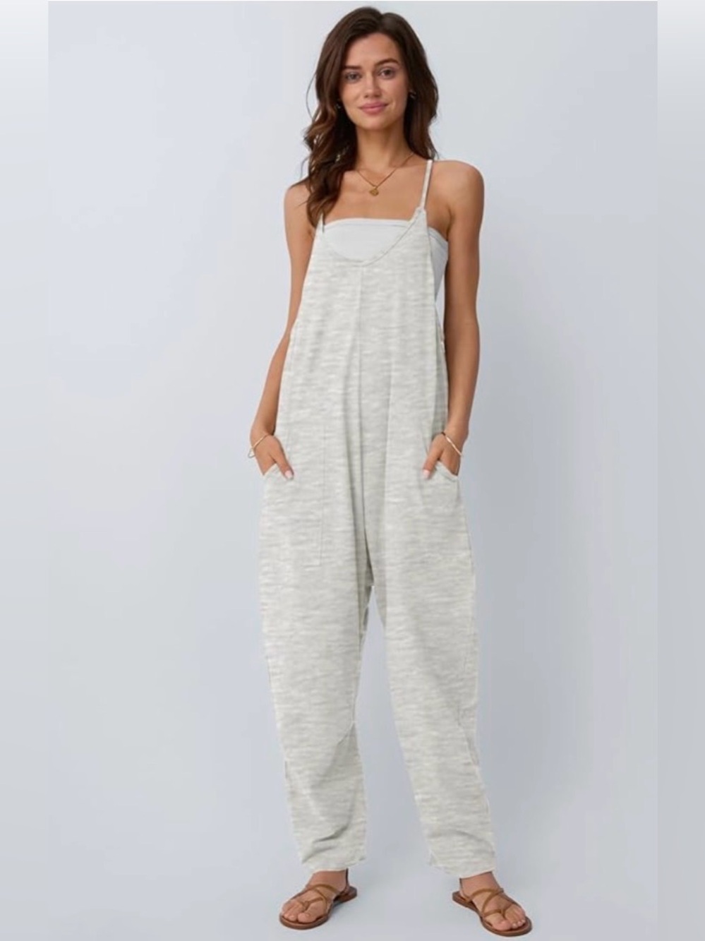Light Gray & Black -  Relaxed Jumpsuit - Casual *** (2 in a set) ***